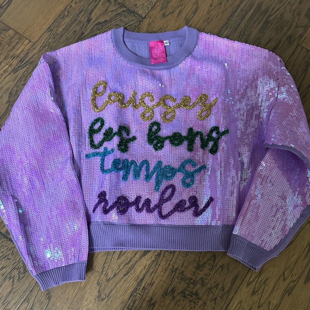 QUEEN OF SPARKLES Mardi Gras Sequin Sweater